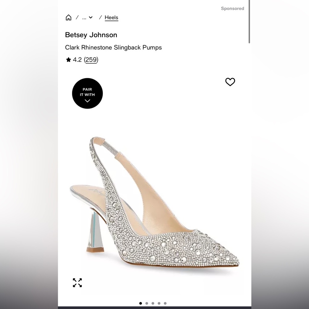 Betsey Johnson Silver Rhinestone Slingback Pumps, new never worn